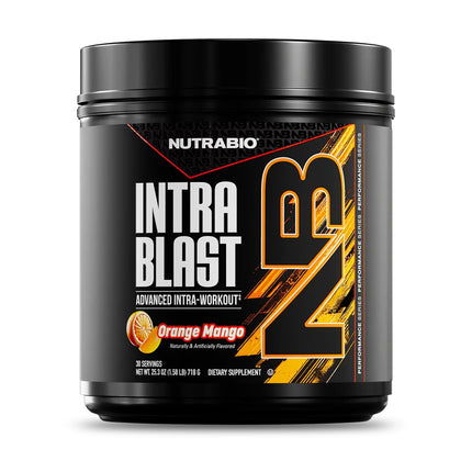 NutraBio Intra Blast Bcaa Powder Amino Acid Supplement, Electrolyte & Hydration Blend, Intra, Pre Workout & Muscle Recovery, 20g Eaa Amino Acids Powder, 5g Glutamine- Orange Mango, 30 Serving
