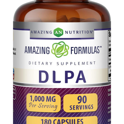 Amazing Formulas DLPA Supplement | DL-Phenylalanine |1000 Mg | Capsules | Non-GMO | Gluten-Free | Made in USA (180 Count)