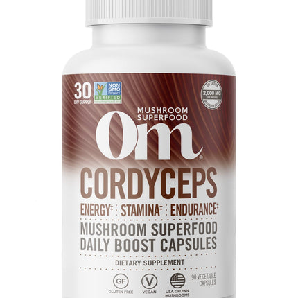 OM MUSHROOM SUPERFOOD Cordyceps Mushroom Capsules Superfood Supplement, 90 Count, 30 Days, Organic Energy Supplement for Stamina and Endurance