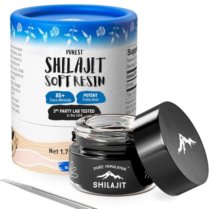 Pure Himalayan Shilajit | 100% Pure Natural Shilajit Grade A Max Potency 85+ Trace Minerals & Fulvic Acid | 3rd Party US Lab Tested | Soft Resin | 50g (50ml)