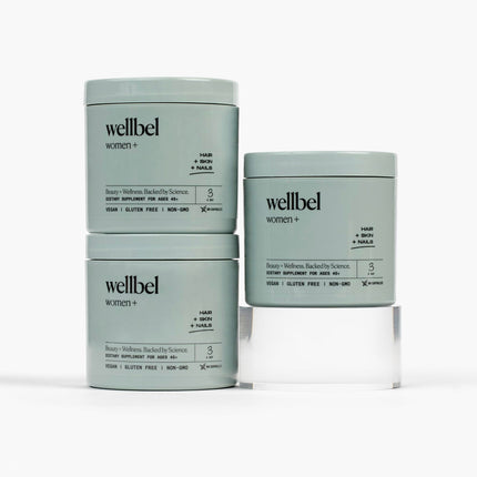 WELLBEL Women + Clean Supplement for Hair, Skin, and Nails, Vegan, Gluten Free, Non GMO 90 Count - 3 Pack
