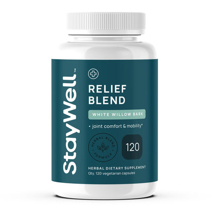 Stay-Well Naturals Pain Relief- White Willow Bark Extract, Devil's Claw, Turmeric, Boswellia, Bromelain and Ginger Premium Extract Blend- 120ct