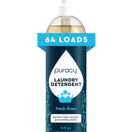Puracy Natural Liquid Laundry Detergent, Hypoallergenic, Enzyme-Based, Fresh Linen, 24 Fl Oz (Pack of 1)