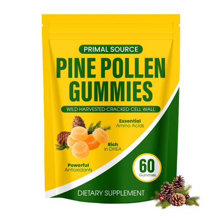 JXlspe Primal Source Pine Pollen Gummies-Herbal Extracts Combined with Gummy-Maximum Absorption - Men's Daily Energy & Recovery Supplement (1)