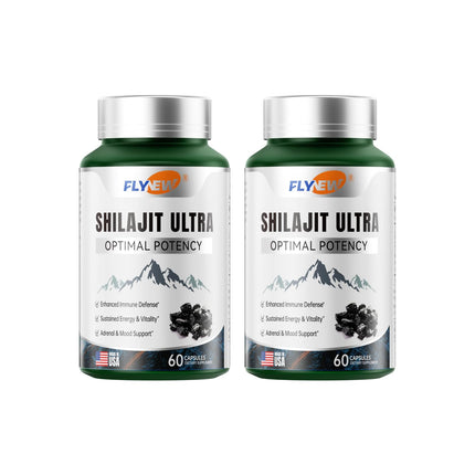 Flynew Shilajit for Men Women, Shilajit with Naturally Fulvic Acid & L-Arginine, Himalayan Shilajits for Extra Power, Stamina & Immune Support, Non-GMO, Made in USA, 2 Pack, 60 Capsules Per Bottle