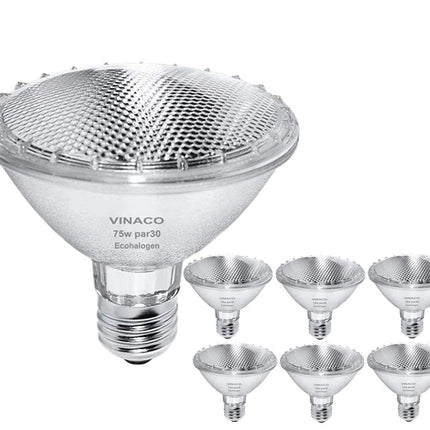 Vinaco Par30 Short Neck, 6pcs PAR30 75W 120V Light Bulbs, Dimmable. Premium Quality for Long Lasting Life, E26 Base, 3000K Warm White, par30 Flood Light Great for Accent Lighting, Tracking Lighting