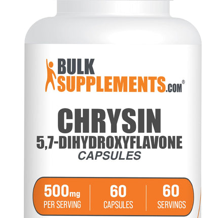 BulkSupplements.com Chrysin Capsules - 5,7-Dihydroxyflavone, Chrysin Supplement - Gluten Free, 1 Capsule per Serving (500mg), 60 Capsules (Pack of 1)
