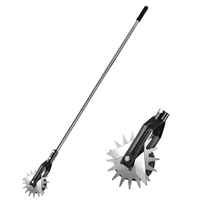 BARAYSTUS Wheel Rotary Edger Lawn Tool, Grass Edge Trimmer, Sidewalk Manual Lawn Edger, Strong 3 Sections Stainless Steel Handle with Cushion Grip, 58.3-Inch
