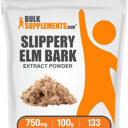 BulkSupplements.com Slippery Elm Bark Extract Powder - Slippery Elm Powder, Sourced from Ulmus Rubra Bark - Gluten Free, 750mg per Serving, 100g (3.5 oz) (Pack of 1)