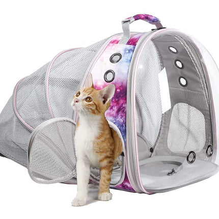Galaxy Pink Cat Backpack Carrier for Kitten, Fit up to 12 lbs, Space Capsule Astronaut Expandable Pet Bag to Carry Small Animals, Bunny and Puppy, Cat Transport Vet Vist Bag