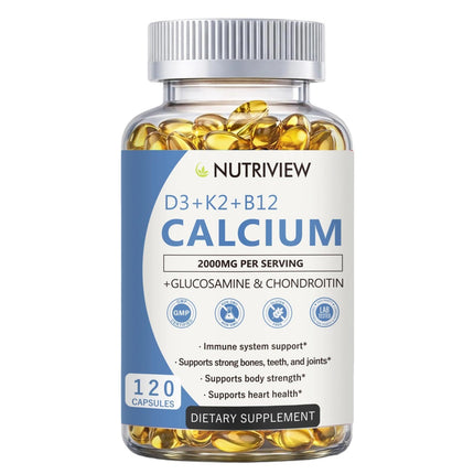 Youth Research NutriView Calcium 2000mg with D3 & K2 - High Absorption Bone Health Supplement for Women, Non-GMO, 120 Softgels(1PC)