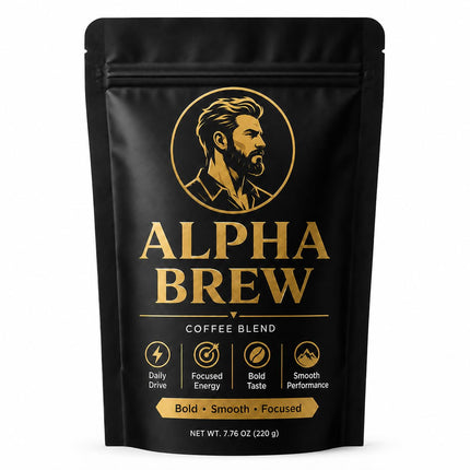 Coffee for Men, Organic Mushroom Instant Coffee, Natural Energy & Focus, Daily Vitality Support, Dark Roast Ground, Supports Digestion, Immunity & Gut Health, Daily Wellness, 7.76 oz (220g)