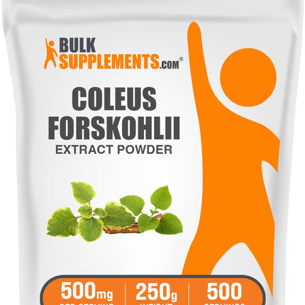 BulkSupplements.com Coleus Forskohlii Extract Powder - Forskolin Supplement, Forskolin Powder - Herbal Supplement, Gluten Free, 500mg per Serving, 250g (8.8 oz) (Pack of 1)
