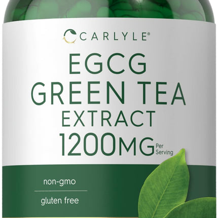 Carlyle EGCG Green Tea Extract Supplement | 200 Capsules | Non-GMO and Gluten Free