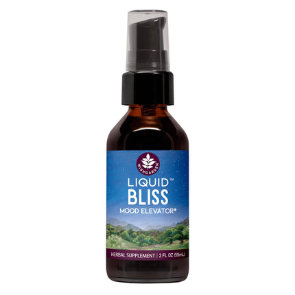 WishGarden Herbs Liquid Bliss, Mood Support Supplement, Passionflower, Cacao & Damiana, Uplifts Mood, Eases Daily Stress, Fast-Absorbing Liquid Tincture, 2 fl oz