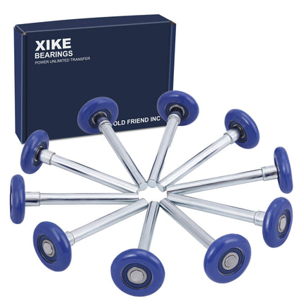 XiKe Blue 2" Nylon Garage Door Roller, 10 Pack, 4" Stem, 6200-2RS Bearing