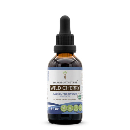 Secrets of the Tribe Wild Cherry USDA Organic | Alcohol-Free Extract, High-Potency Herbal Drops | Made from 100% Certified Organic Wild Cherry (Prunus Serotina) Dried Bark 2 oz