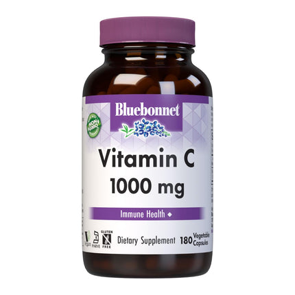 Bluebonnet Nutrition Vitamin C 1000 Mg Vegetable Capsules, Ascorbic Acid, for Immune Skin Health, Vegan, Vegetarian, Non GMO, Gluten, Soy & Milk Free, Kosher, 180 Count