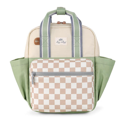 Itzy Ritzy Toddler Backpack - Daycare Bag - Features Adjustable Shoulder Straps, 2 Side Pockets & Spacious Interior with Wipeable Fabric Lining & Name Label, Checkerboard Backpack