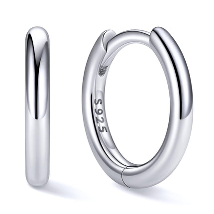 ChicSilver Sterling Silver Huggie Earrings for Women, 8MM Hoop Earrings