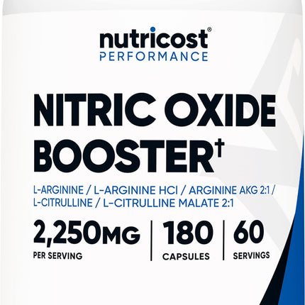 Nutricost Nitric Oxide Booster 2250mg, 180 Capsules - 750mg Per Casule, 60 Servings - Gluten Free and Non-GMO