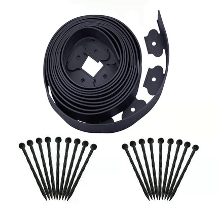 Garden Edging，20ft Landscape Edging with 20 Spikes for Lawn 2 Inch Tall(Black, 20FT)