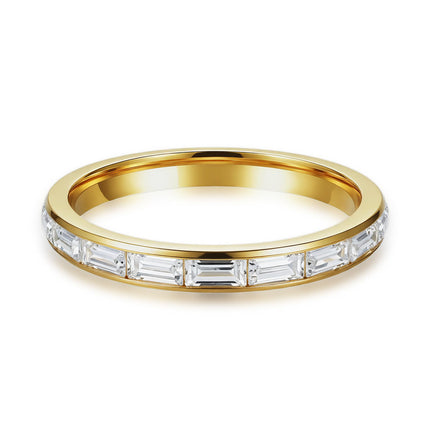 munone 2mm Channel Set Baguette CZ Eternity Wedding Band Ring for Women