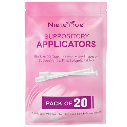 Disposable Suppository Applicators Individually Wrapped Hygienic Fit to Size 00 Cap-sules and Many Shapes of Suppositories, Tablets Feminine Care Applicators from Nieteyrue (60 Counts)