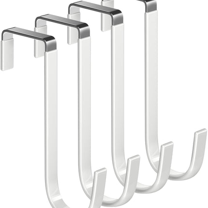 Mars-Rock Single Over Door Steel Hooks 4 Pack Fit 1-3/8" Door 5.5" White