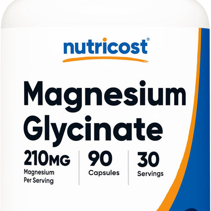 Nutricost Magnesium Glycinate Capsules (90 Capsules, 210 mg Per Serving) - Magnesium Glycinate Supplement for Gentle Absorption