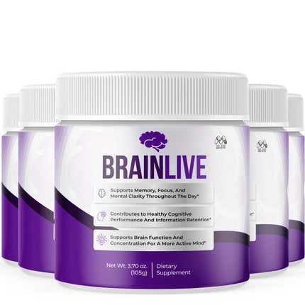 (5 Pack) Brainlive Powder, Official Brain Live Powder Supplement with All Natural Ingredients, Advanced Formula Brain Live Health & Wellness Support with Maximum Strength Multivitamins (150 Servings)