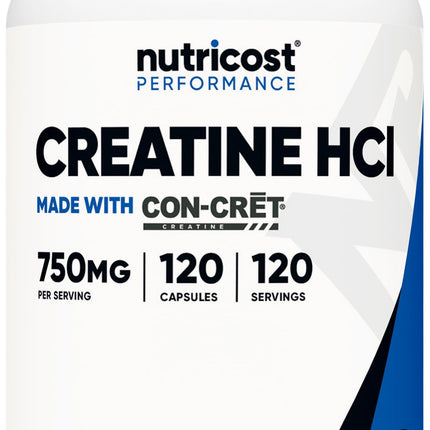 Nutricost Creatine HCl 120 Capsules - Made with CON-CRET Creatine, 750 MG Per Capsule