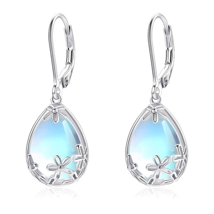 EVERU 925 Sterling Silver Moonstone Dangle Earrings Jewelry Gif for Women