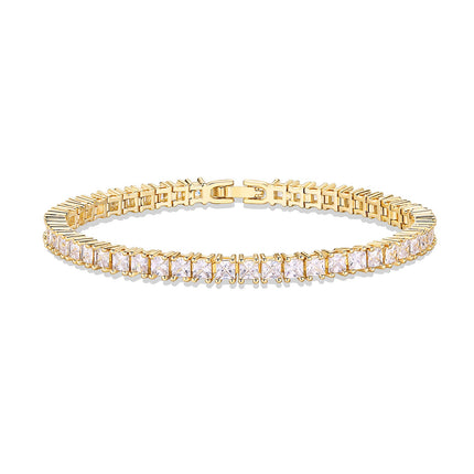 PAVOI CZ Classic Tennis Bracelet for Women, 14K Gold Plated, Yellow Gold