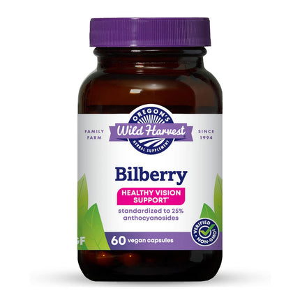 Oregon's Wild Harvest Bilberry Herbal Supplement Vegan Capsules, 880 mg, 60 Count