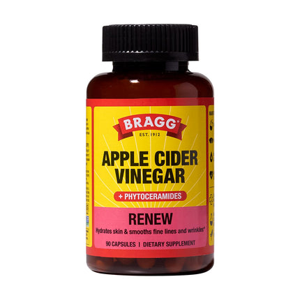 Bragg Renew Apple Cider Vinegar Capsules with Phytoceramides - 90 Capsules - Maintains Healthy Skin and Promotes Hydration