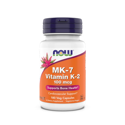 Now Supplements, MK-7 Vitamin K-2 100 mcg, Cardiovascular Support*, Supports Bone Health*, 180 Veg Capsules