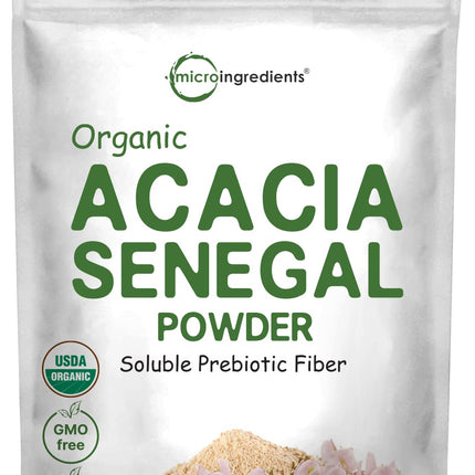 Micro Ingredients Organic Acacia Senegal Fiber Powder, 2 lb | Instant Soluble Fiber | Plant-Based Prebiotic for Gut & Digestive Health | Non-GMO, Gluten-Free, Vegan