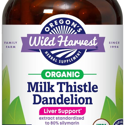 Oregon's Wild Harvest Milk Thistle Dandelion, Organic, 180 Count