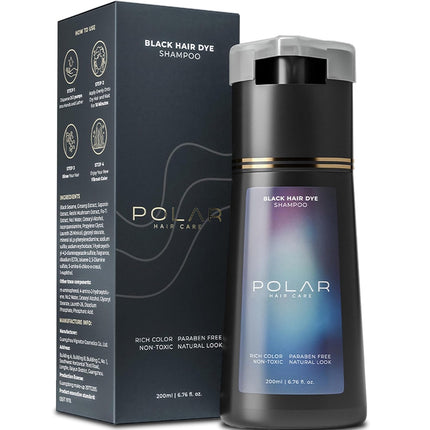 Polar Hair Dye Shampoo for Gray Hair, Jet Black Color for Women & Men