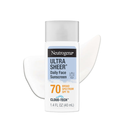 Neutrogena Ultra Sheer Daily Face Sunscreen SPF 70 with BEMT,  1.4 Fl. Oz