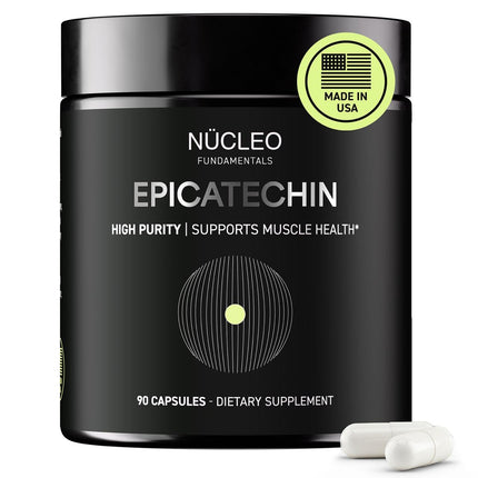 NÜCLEO FUNDAMENTALS High Purity Epicatechin - 90 Capsules - Promotes Strength & Muscle Growth - Nitric Oxide Support - for Daily Performance - Epicatechin Supplements Made in USA