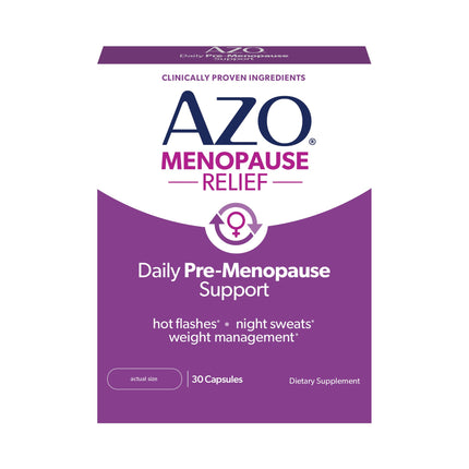 AZO® Daily Pre-Menopause Relief Perimenopause Supplements for Women, Hot Flash, Night Sweat and Healthy Weight Management Support* - 30 Count