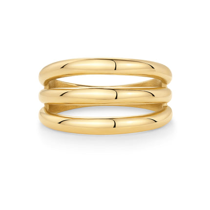 PAVOI 14K Yellow Gold Plated Curved Triple Stackable Ring
