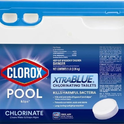 Clorox Pool&Spa XTRABLUE 3” Chlorinating Tablets, Individually Wrapped, Kills Bacteria & Stops Algae (5 LB)
