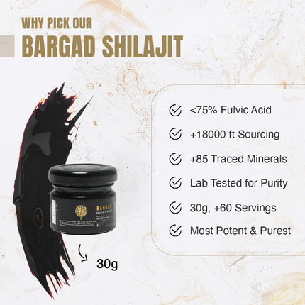 Bargad Himalayan Shilajit Resin for Women | 100% Pure, Gold Grade & Lab Tested | Boosts Energy, Immunity & Vitality with Fulvic Acid & 85+ Minerals | 30g of Premium Wellness