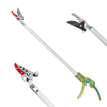 GARTOL 32 Inch Cut and Hold Pole Pruner - Lightweight Long Reach Tree Trimmer with Snip and Grip Technology, 1/2 Inch Cutting Capacity, One-Hand Use Fruit Picker for Roses, Persimmons & Tall Branches