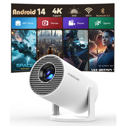 Magcubic Mini Projector with WiFi and Bluetooth, 4K Support Smart Portable Projector, Small Proyector with 200ANSl & AutoKeystone, 180° Rotation HY300Pro Video Proyector for Bedroom, Movie, Outdoor