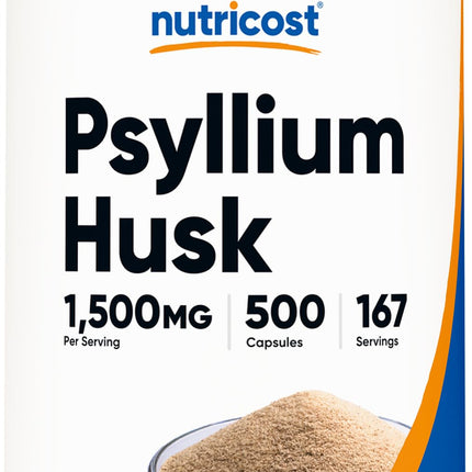 Nutricost Psyllium Husk 1500mg Per Serving, 500 Capsules - Non-GMO & Gluten Free