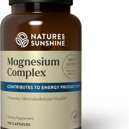 Nature’s Sunshine Magnesium Complex - High Potency Magnesium Supplement with Citrate & Malate for Relaxation, Optimal Absorption, Muscle Function, Energy Production - 50 Servings (100 Capsules)